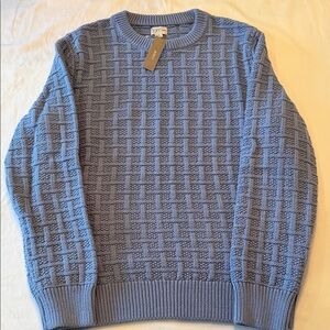 J. Crew Men's Crewneck Sweater in Woven Blue NWT